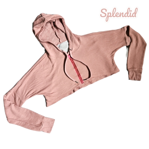 Splendid Pink Cropped Hoodie - Picture 2 of 6